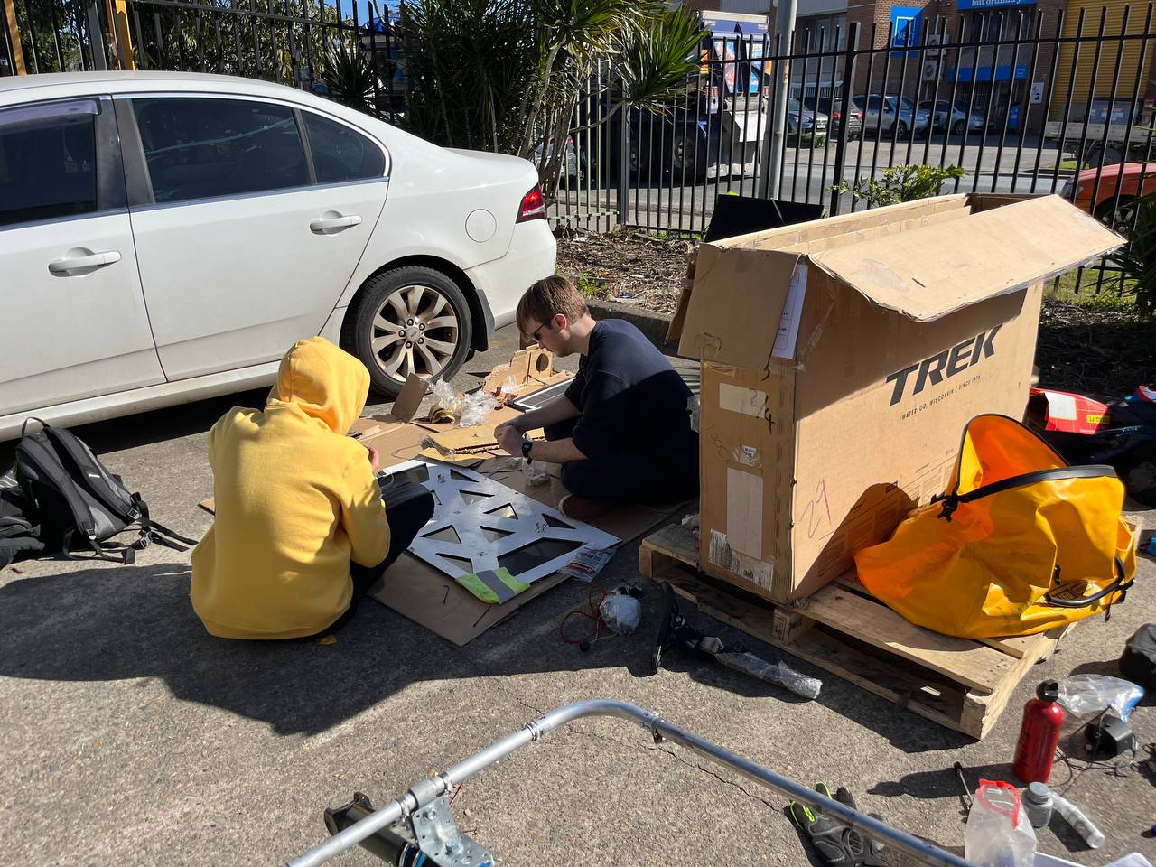 We got help assembling our bikes from friends