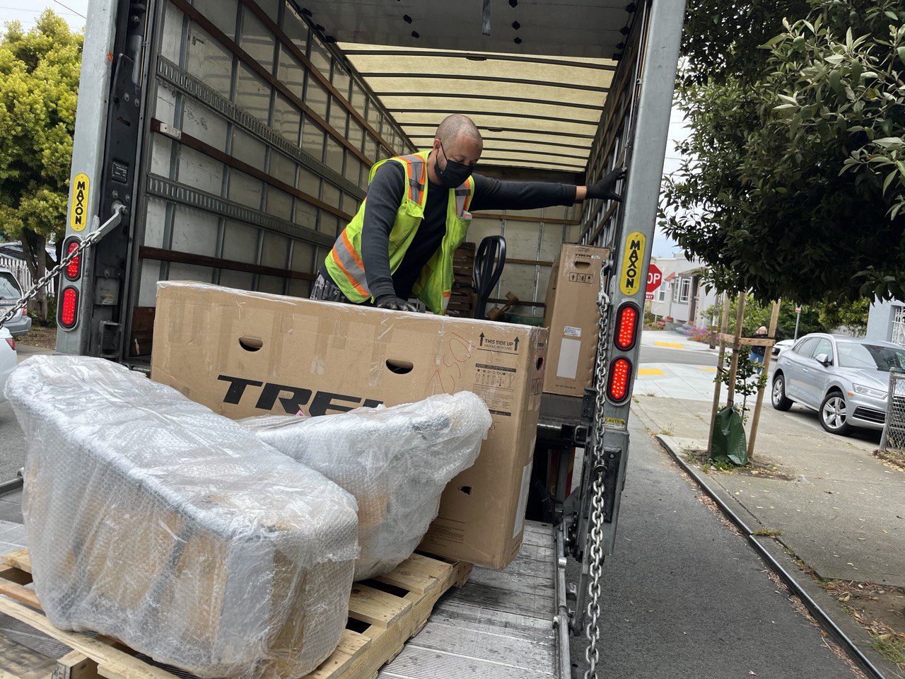 Sending of our bikes. Little did we know they would have to quarantine in Sydney.